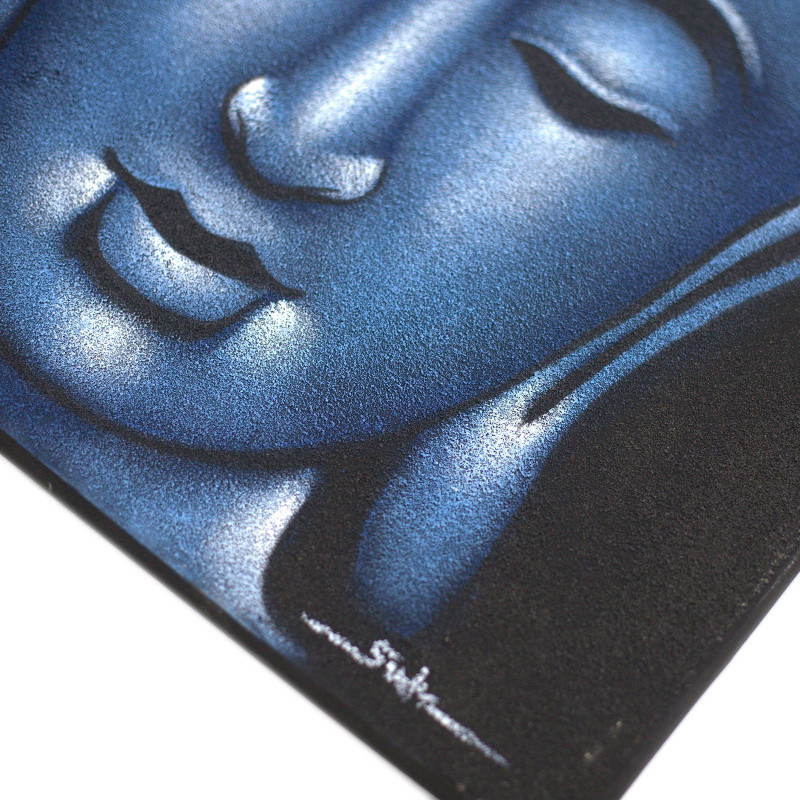 Peinture Bouddha - Finition sable bleu