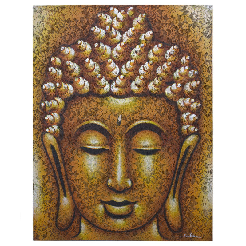 Peinture de Bouddha - Détail de brocart doré