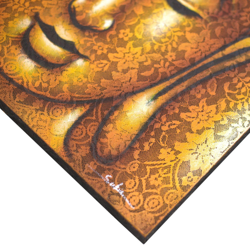 Peinture de Bouddha - Détail de brocart doré
