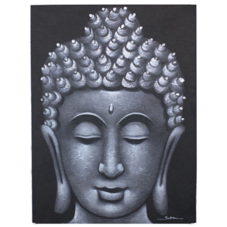 Peinture de Bouddha - Détail de brocart gris