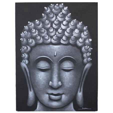 Peinture de Bouddha - Détail de brocart gris