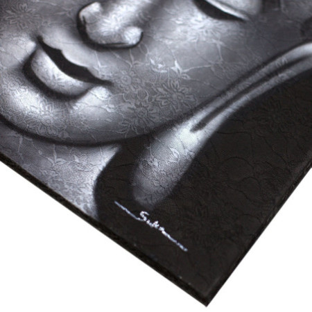 Peinture de Bouddha - Détail de brocart gris