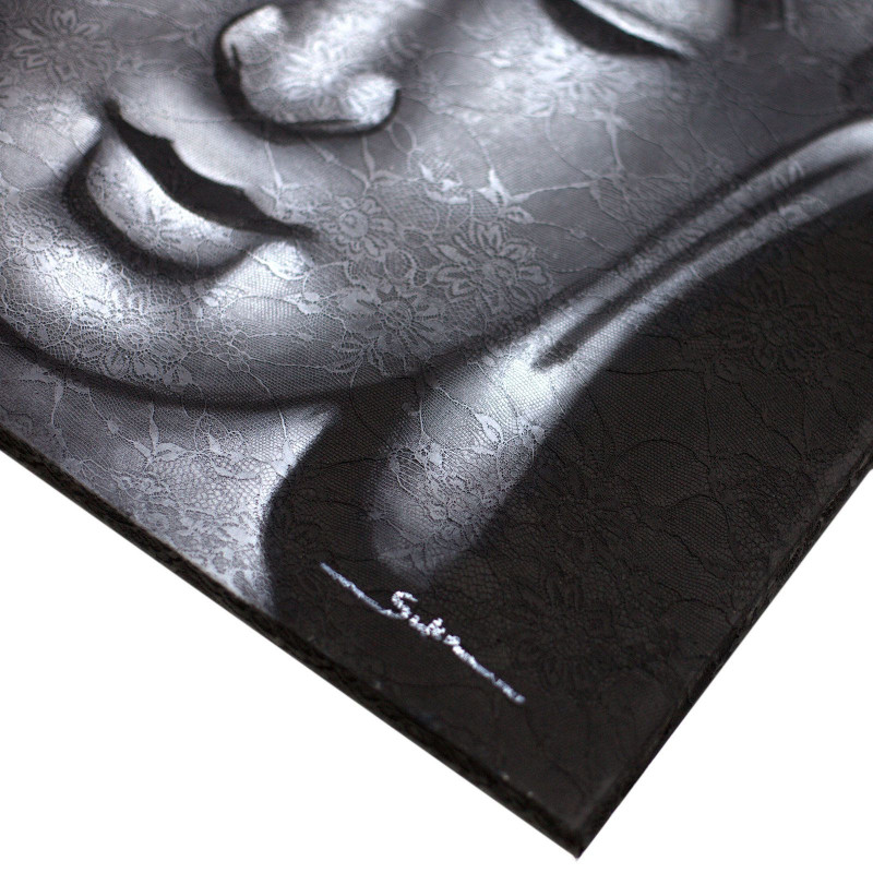 Peinture de Bouddha - Détail de brocart gris