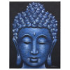 Peinture de Bouddha - Détail du brocart bleu