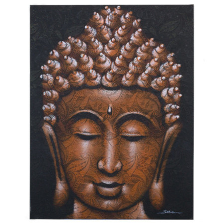 Peinture de Bouddha - Détail du brocart de cuivre
