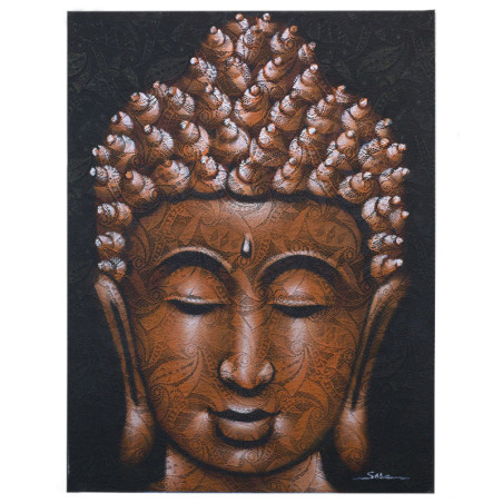 Peinture de Bouddha - Détail du brocart de cuivre
