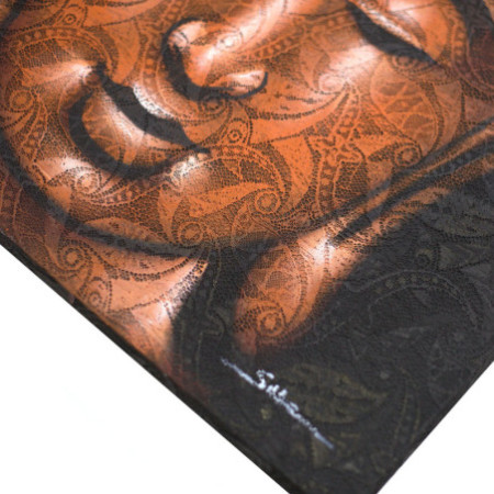 Peinture de Bouddha - Détail du brocart de cuivre