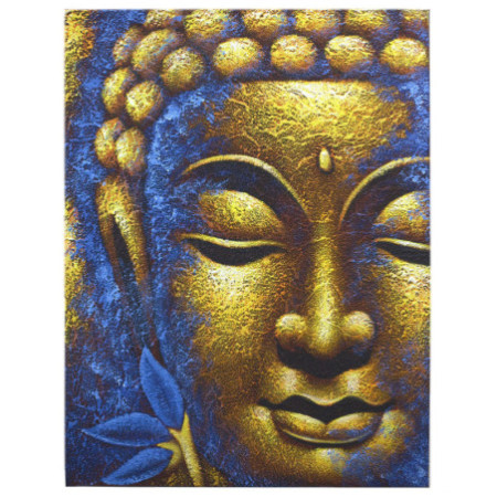 Peinture de Bouddha - Visage doré et fleur de lotus