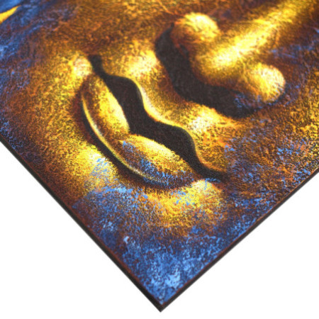 Peinture de Bouddha - Visage doré et fleur de lotus