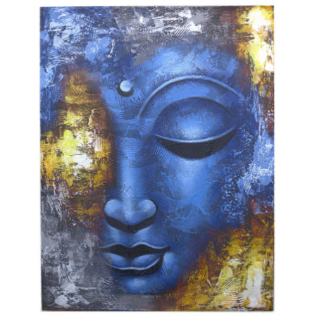 Peinture de Bouddha - Visage bleu abstrait