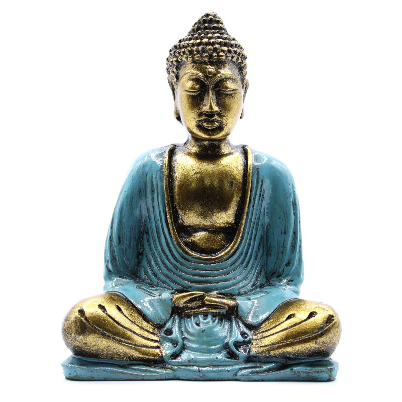 Bouddha bleu sarcelle et or - Moyen