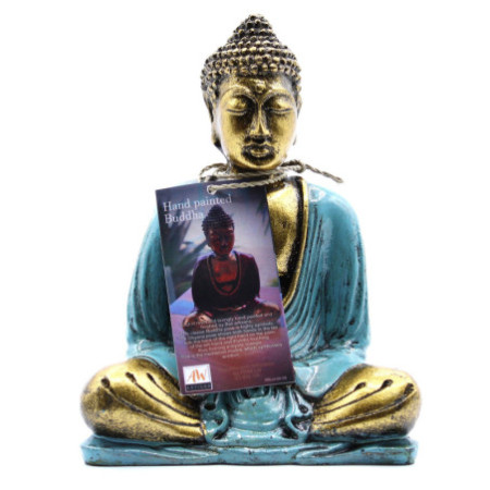 Bouddha bleu sarcelle et or - Moyen