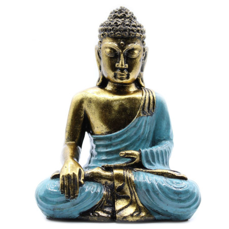 Bouddha bleu sarcelle et or - Grand