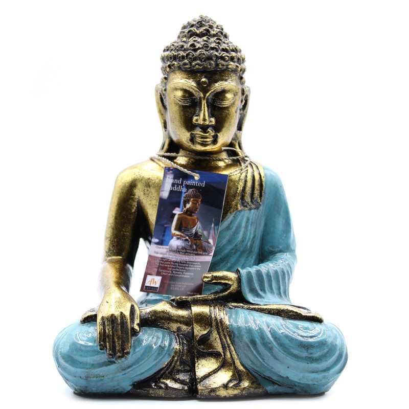 Bouddha bleu sarcelle et or - Grand