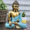 Bouddha bleu sarcelle et or - Grand