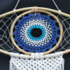 Capteur de rêves de protection - Grand macramé mauvais œil bleu/blanc/noir