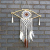 Capteur de rêves de protection - œil en macramé moyen blanc/gris/marron