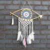 Capteur de rêves de protection - œil en macramé moyen bleu/blanc/rose
