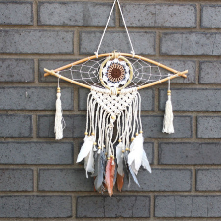 Capteur de rêves de protection - Petit œil en macramé, couleurs assorties