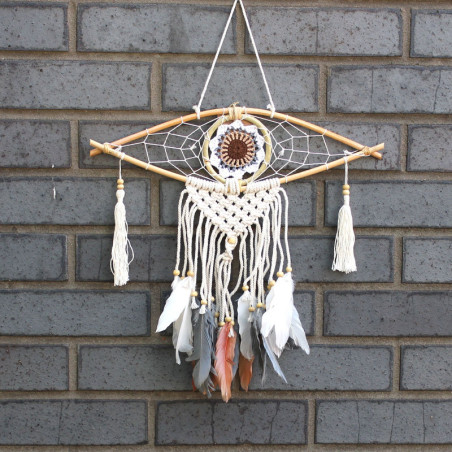 Capteur de rêves de protection - Petit œil en macramé, couleurs assorties