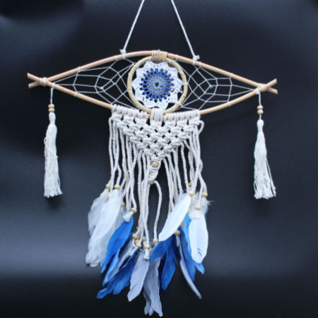 Capteur de rêves de protection - Petit œil en macramé, couleurs assorties