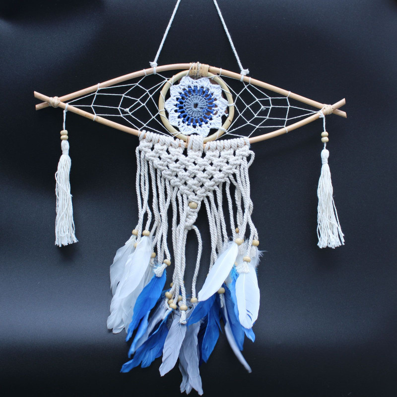 Capteur de rêves de protection - Petit œil en macramé, couleurs assorties