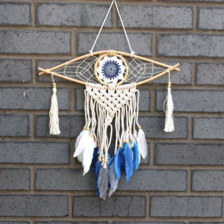 Capteur de rêves de protection - Petit œil en macramé, couleurs assorties