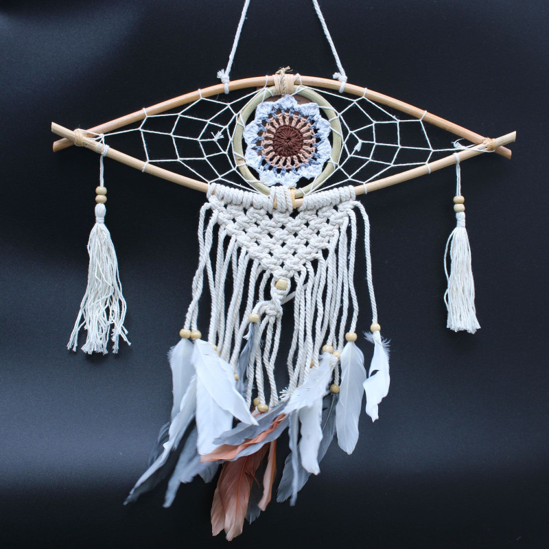 Capteur de rêves de protection - Petit œil en macramé, couleurs assorties