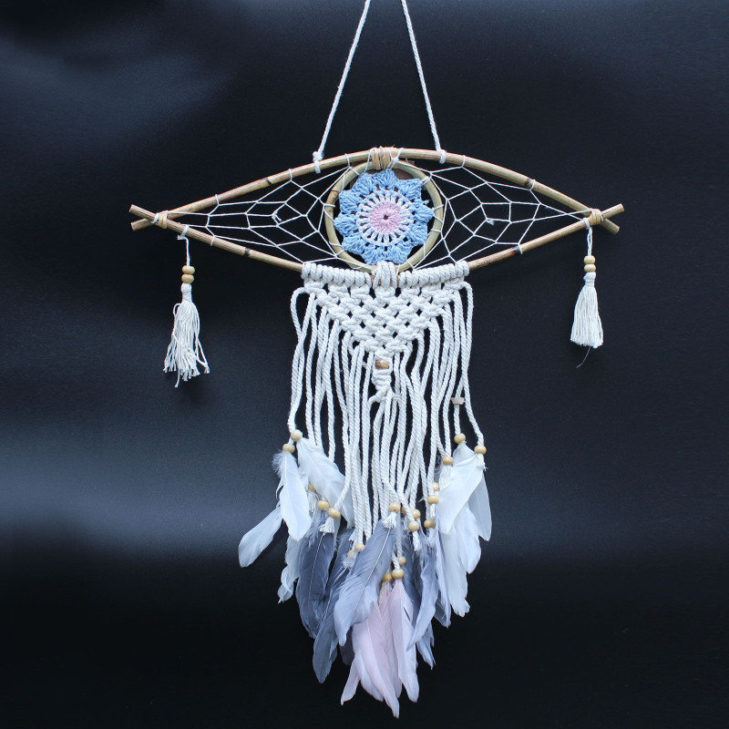Capteur de rêves de protection - Petit œil en macramé, couleurs assorties