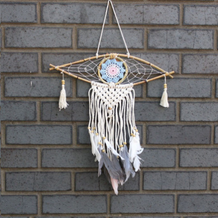 Capteur de rêves de protection - Petit œil en macramé, couleurs assorties