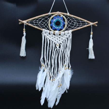 Capteur de rêves de protection - Petit œil en macramé, couleurs assorties