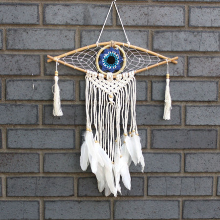 Capteur de rêves de protection - Petit œil en macramé, couleurs assorties