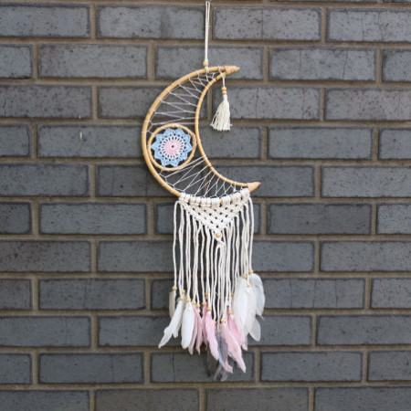 Capteur de rêves protecteur - Macramé Lune Couleurs assorties