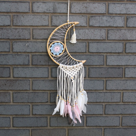 Capteur de rêves protecteur - Macramé Lune Couleurs assorties