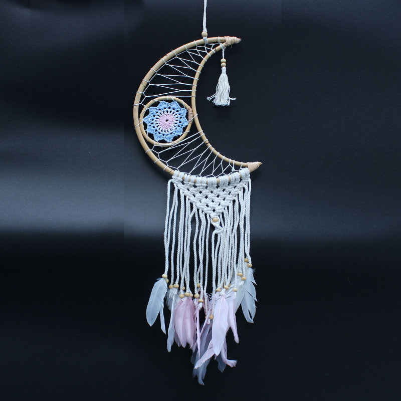 Capteur de rêves protecteur - Macramé Lune Couleurs assorties