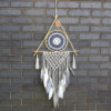 Capteur de rêves de protection - Grande pyramide en macramé blanc/gris