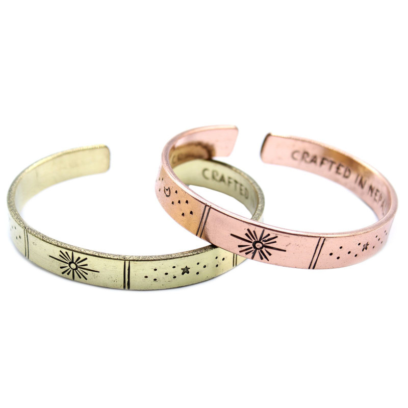 Bracelet Inspiration - Lever de soleil en cuivre, Galaxie, Étoiles, Terre