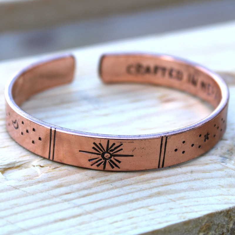 Bracelet Inspiration - Lever de soleil en cuivre, Galaxie, Étoiles, Terre
