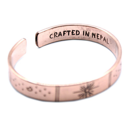 Bracelet Inspiration - Lever de soleil en cuivre, Galaxie, Étoiles, Terre