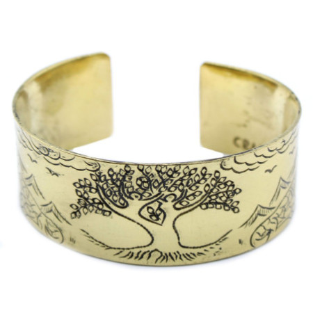 Bracelet mantra tibétain en laiton - Arbre de vie