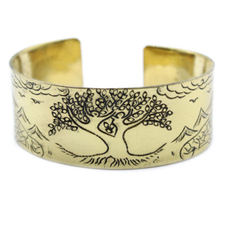 Bracelet mantra tibétain en laiton - Arbre de vie