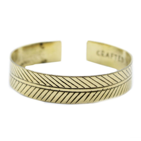Bracelet tibétain en laiton - Large feuille tribale