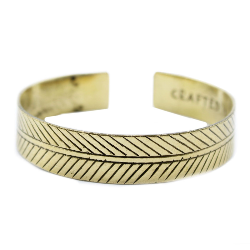 Bracelet tibétain en laiton - Large feuille tribale