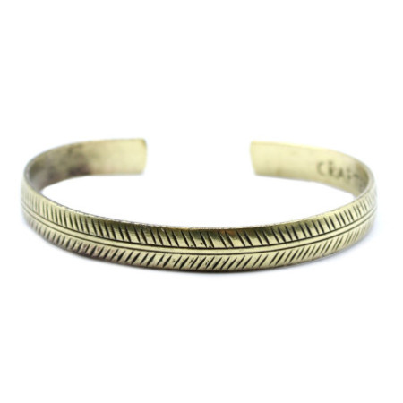 Bracelet tibétain en laiton - Feuille tribale fine