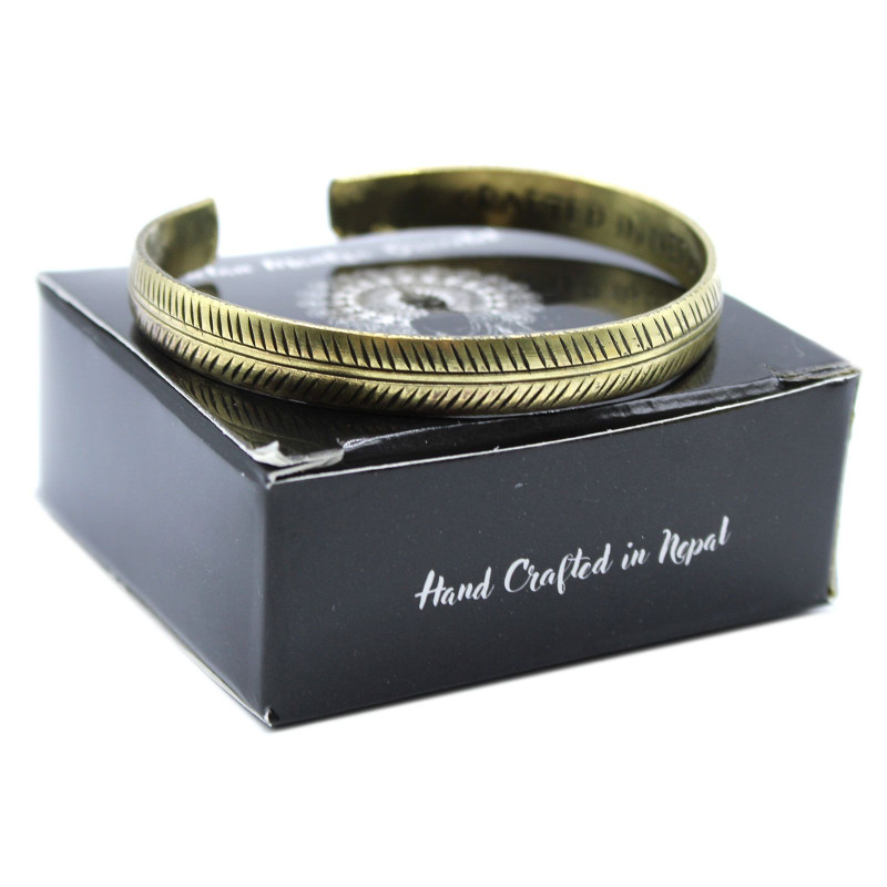 Bracelet tibétain en laiton - Feuille tribale fine