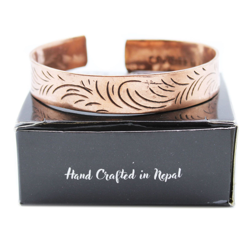 Bracelet tibétain en cuivre - Larges tourbillons tribaux