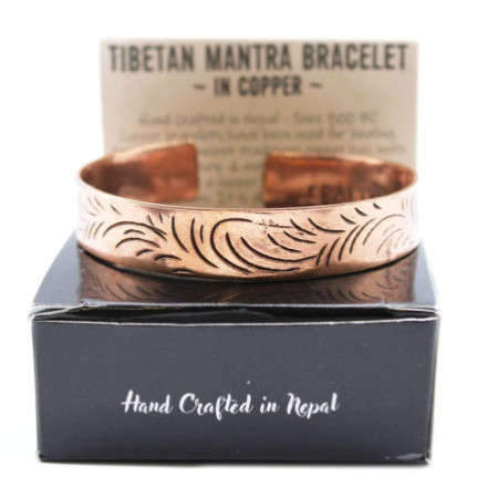Bracelet tibétain en cuivre - Larges tourbillons tribaux