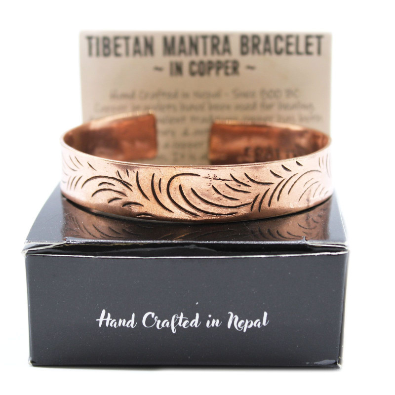 Bracelet tibétain en cuivre - Larges tourbillons tribaux