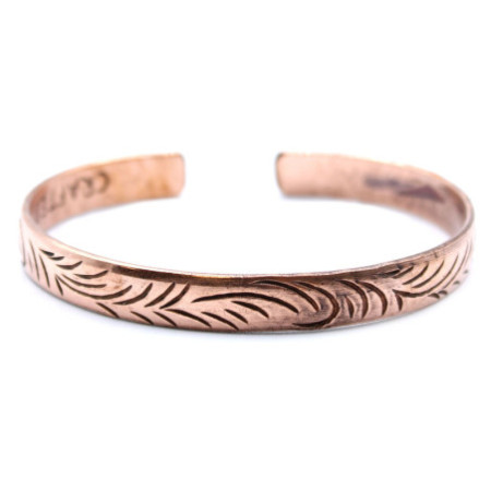 Bracelet tibétain en cuivre - Motifs tribaux fins