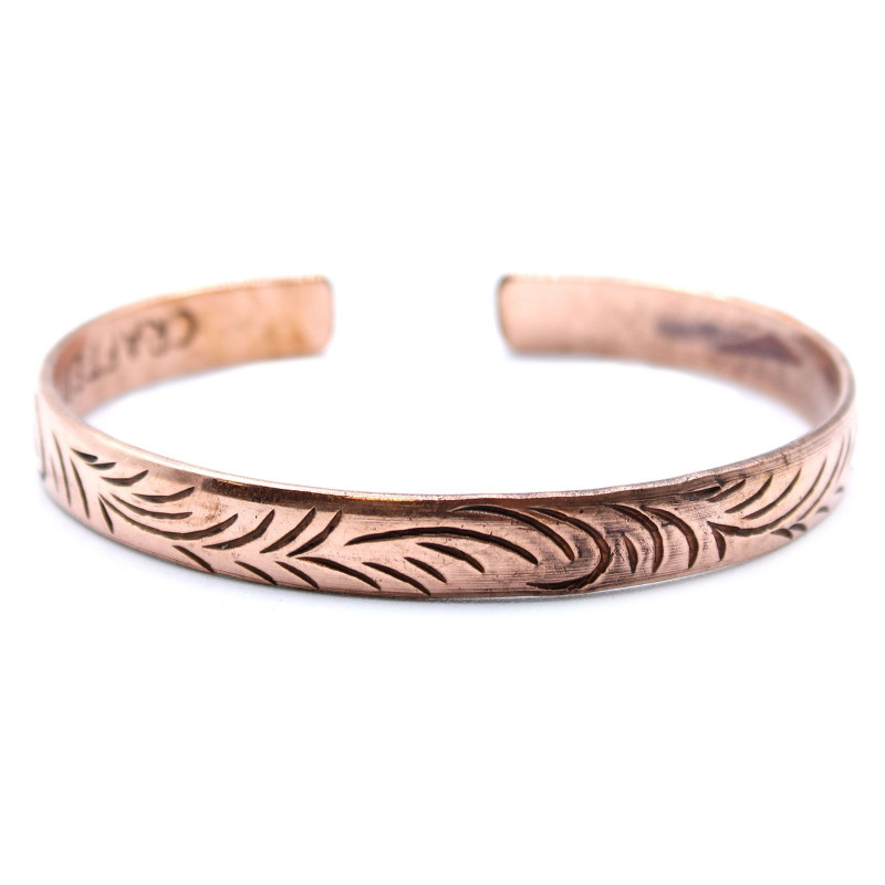 Bracelet tibétain en cuivre - Motifs tribaux fins